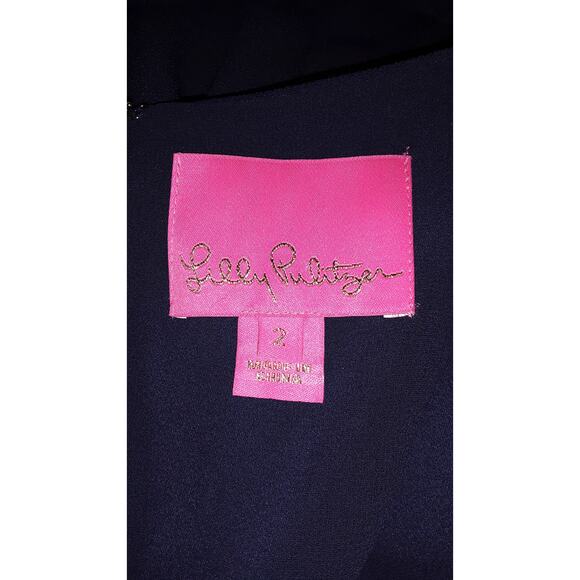 Lilly Pulitzer Sz 2 PENELOPE Bead & Gold Metallic Embellished Dress - Picture 7 of 9